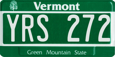 VT license plate YRS272