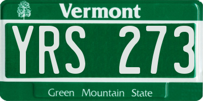VT license plate YRS273