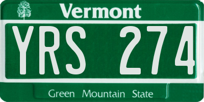 VT license plate YRS274