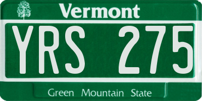 VT license plate YRS275