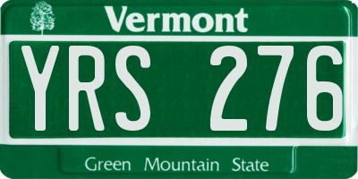 VT license plate YRS276