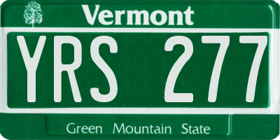 VT license plate YRS277
