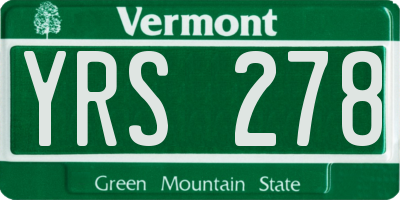 VT license plate YRS278