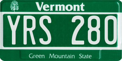 VT license plate YRS280