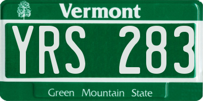 VT license plate YRS283