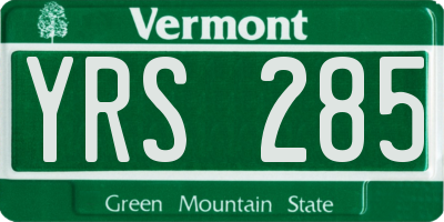 VT license plate YRS285