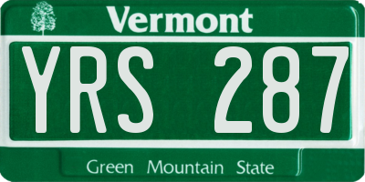 VT license plate YRS287