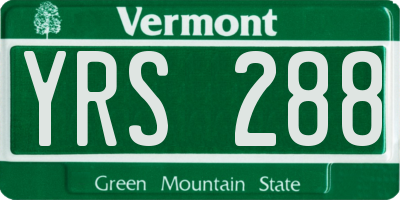VT license plate YRS288