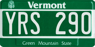 VT license plate YRS290