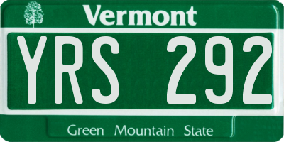 VT license plate YRS292