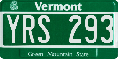 VT license plate YRS293