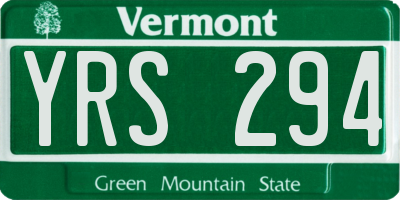 VT license plate YRS294