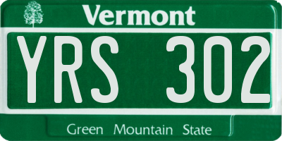 VT license plate YRS302