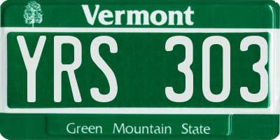 VT license plate YRS303