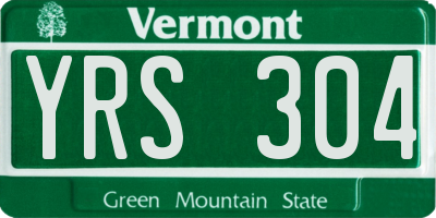 VT license plate YRS304