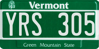 VT license plate YRS305