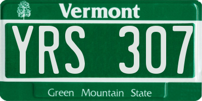 VT license plate YRS307