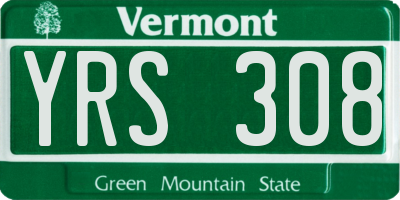 VT license plate YRS308