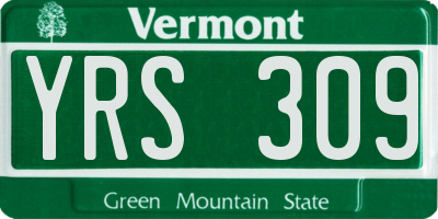 VT license plate YRS309
