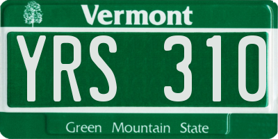 VT license plate YRS310