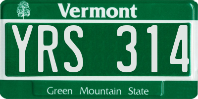 VT license plate YRS314