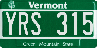 VT license plate YRS315