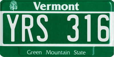 VT license plate YRS316