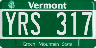 VT license plate YRS317