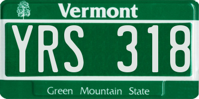 VT license plate YRS318