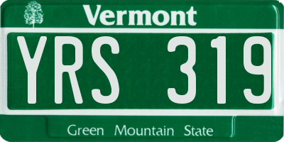 VT license plate YRS319