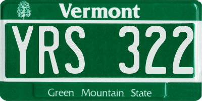 VT license plate YRS322