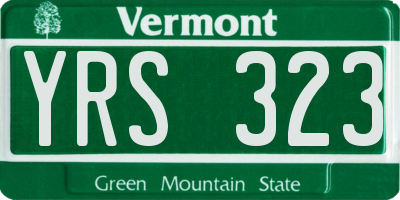 VT license plate YRS323