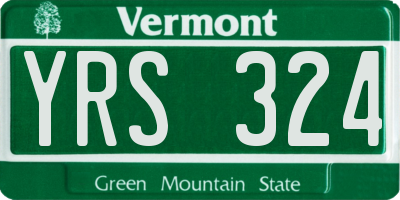 VT license plate YRS324