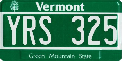 VT license plate YRS325