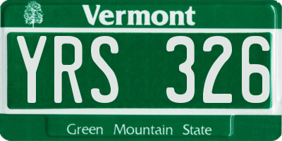 VT license plate YRS326