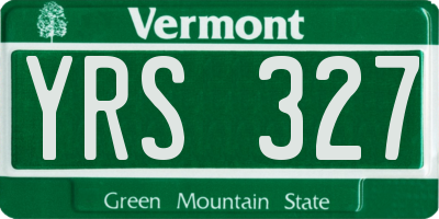 VT license plate YRS327