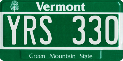 VT license plate YRS330