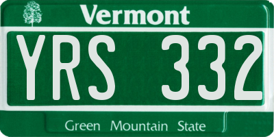 VT license plate YRS332