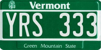 VT license plate YRS333