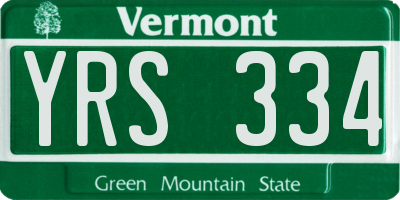 VT license plate YRS334