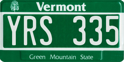 VT license plate YRS335