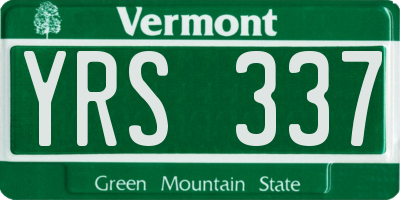 VT license plate YRS337
