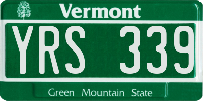 VT license plate YRS339