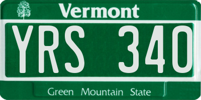VT license plate YRS340