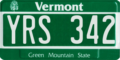 VT license plate YRS342