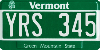 VT license plate YRS345