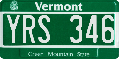 VT license plate YRS346