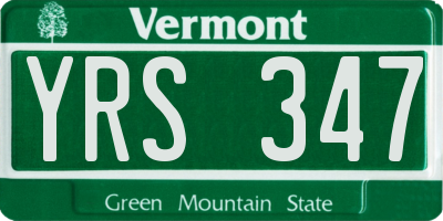 VT license plate YRS347