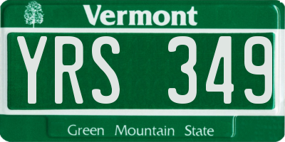 VT license plate YRS349