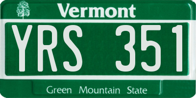 VT license plate YRS351
